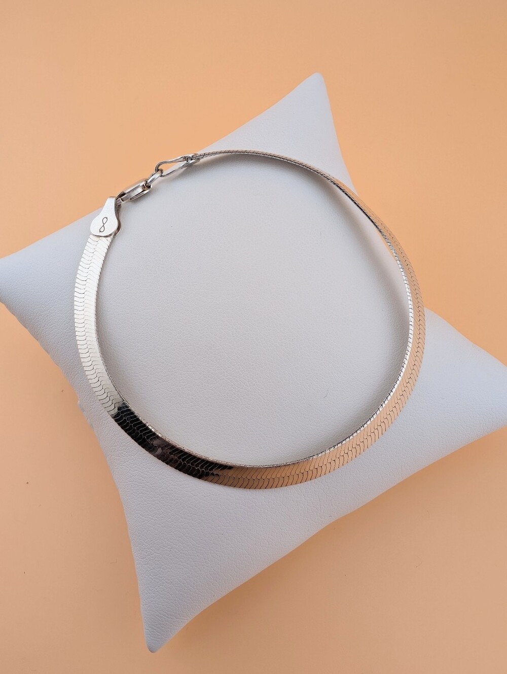 Vintage 925 Sterling Silver Italy Herringbone Chain Bracelet 7"